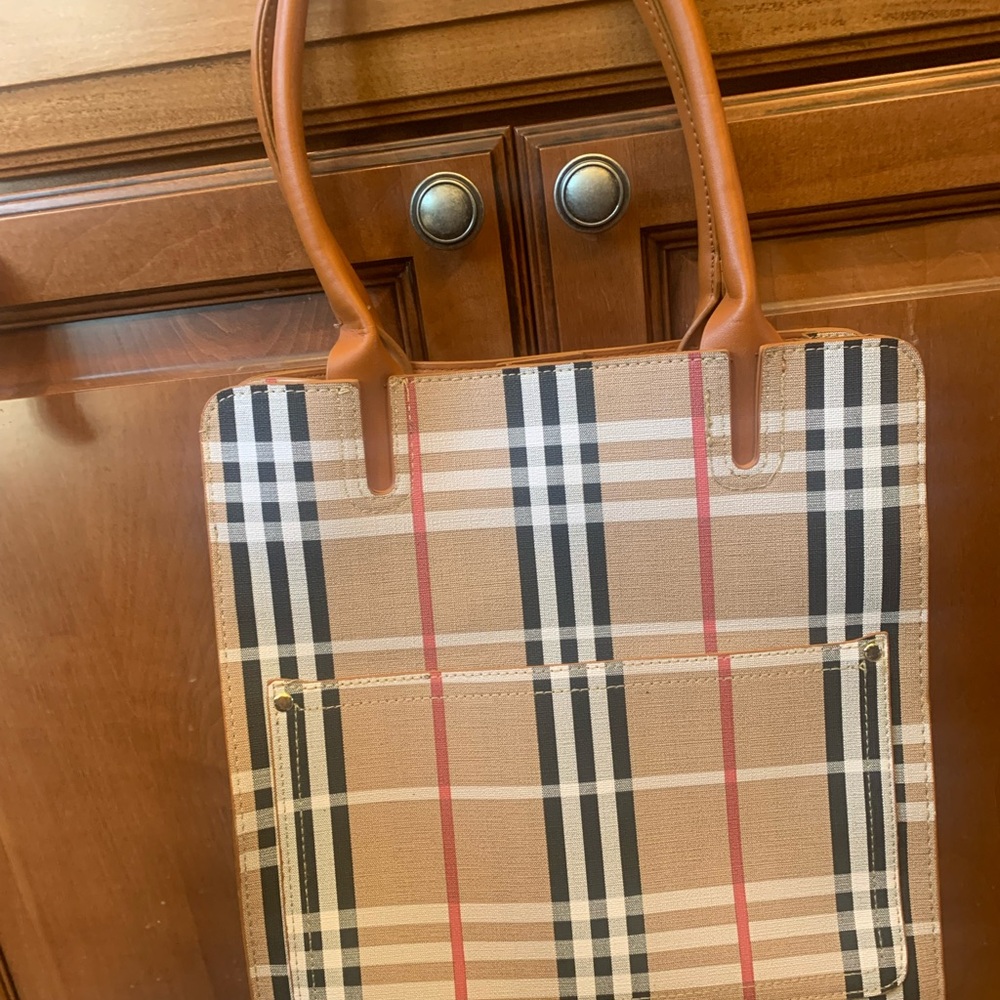 Plaid handbag with adorable designer inspired print